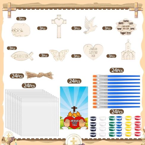 Saypacck 24 Pcs Farm Animal Party Favors Wooden Painting Craft Kits Wild West Party Supplies with Organza Bag for Rodeo Western Farm Barnyard Birthday Favors Goodie Bags Fillers in Saudi Arabia