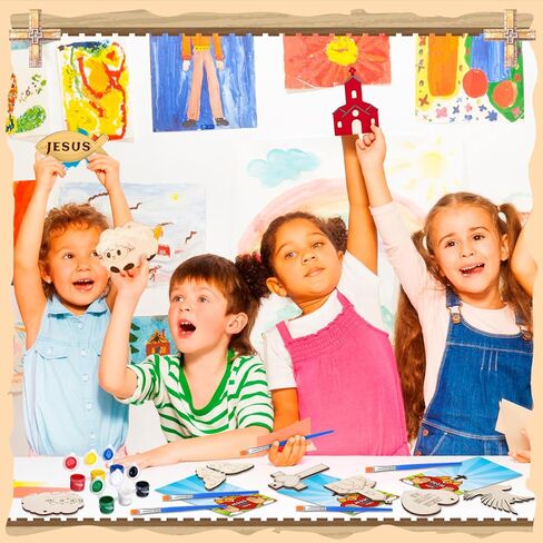 Saypacck 24 Pcs Farm Animal Party Favors Wooden Painting Craft Kits Wild West Party Supplies with Organza Bag for Rodeo Western Farm Barnyard Birthday Favors Goodie Bags Fillers in Saudi Arabia