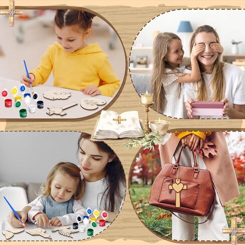 Saypacck 24 Pcs Farm Animal Party Favors Wooden Painting Craft Kits Wild West Party Supplies with Organza Bag for Rodeo Western Farm Barnyard Birthday Favors Goodie Bags Fillers in Saudi Arabia