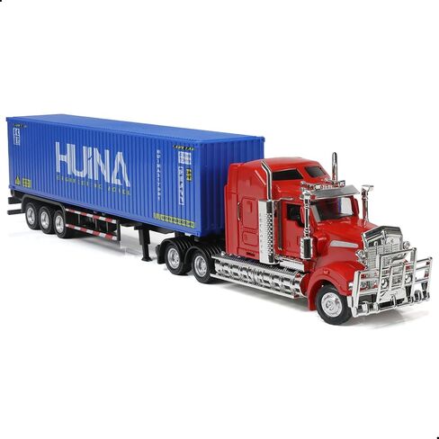 Semi Truck Toy, 1/50 Scale Kenworth W900 Diecast Model Trucks, Alloy Metal Semi Truck and Trailer Gifts Gift for Boys Adult Model Car Collector (Red-Blue) in Kuwait