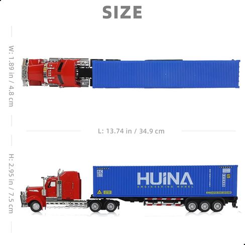 Semi Truck Toy, 1/50 Scale Kenworth W900 Diecast Model Trucks, Alloy Metal Semi Truck and Trailer Gifts Gift for Boys Adult Model Car Collector (Red-Blue) in Kuwait