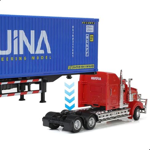 Semi Truck Toy, 1/50 Scale Kenworth W900 Diecast Model Trucks, Alloy Metal Semi Truck and Trailer Gifts Gift for Boys Adult Model Car Collector (Red-Blue) in Kuwait