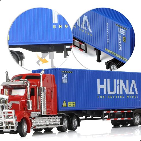Semi Truck Toy, 1/50 Scale Kenworth W900 Diecast Model Trucks, Alloy Metal Semi Truck and Trailer Gifts Gift for Boys Adult Model Car Collector (Red-Blue) in Kuwait