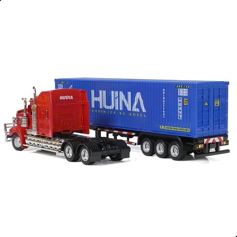 Semi Truck Toy, 1/50 Scale Kenworth W900 Diecast Model Trucks, Alloy Metal Semi Truck and Trailer Gifts Gift for Boys Adult Model Car Collector (Red-Blue) in Kuwait