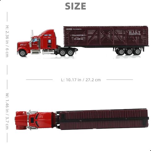 Semi Truck Toy, 1/50 Scale Kenworth W900 Diecast Model Trucks, Alloy Metal Semi Truck and Trailer Gifts Gift for Boys Adult Model Car Collector (Red-Blue) in Kuwait