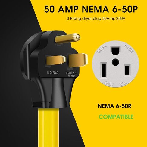 سلك محول شاحن EV من NEMA 10-50P إلى 14-50R مع سلك محول عالي التحمل 6-AWG لشحن Tesla وغيرها من أجهزة الشحن من المستوى 2، 1.5 قدم in Kuwait