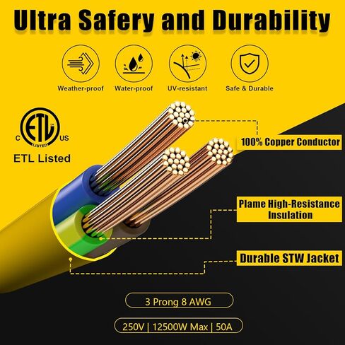 سلك محول شاحن EV من NEMA 10-50P إلى 14-50R مع سلك محول عالي التحمل 6-AWG لشحن Tesla وغيرها من أجهزة الشحن من المستوى 2، 1.5 قدم in Kuwait