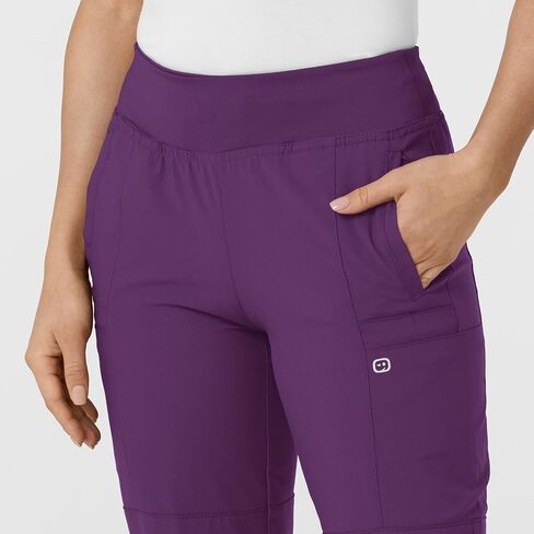 WonderWink W123 Women’s Comfort Waist Cargo Jogger Pant — Eggplant, X-Large in Saudi Arabia