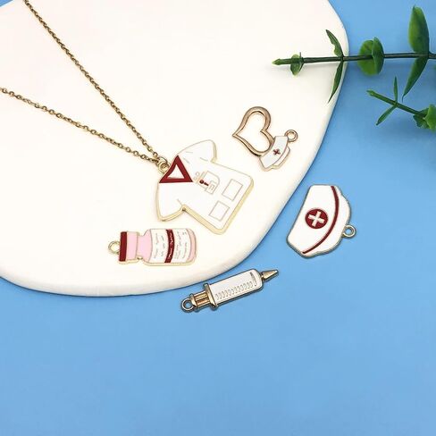 Youdiyla 60pcs Alloy enamel medical nurse series Pendant Jewelry Making DIY Keychain Earrings Pendant Various Design Charms for Jewelry Making Bracelets Necklace (SN752) in Saudi Arabia