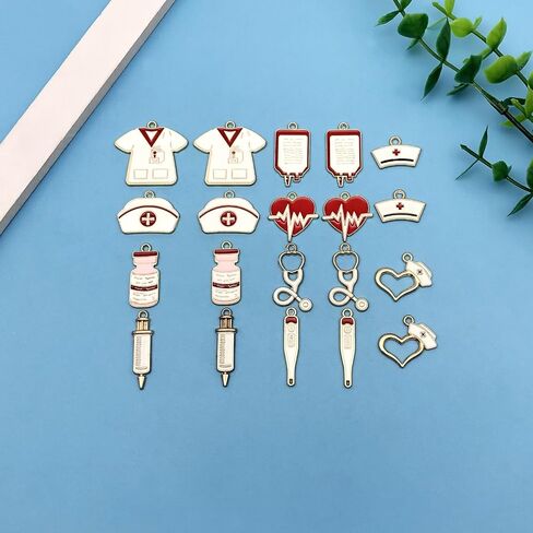 Youdiyla 60pcs Alloy enamel medical nurse series Pendant Jewelry Making DIY Keychain Earrings Pendant Various Design Charms for Jewelry Making Bracelets Necklace (SN752) in Saudi Arabia