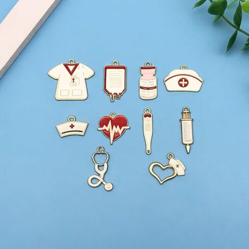 Youdiyla 60pcs Alloy enamel medical nurse series Pendant Jewelry Making DIY Keychain Earrings Pendant Various Design Charms for Jewelry Making Bracelets Necklace (SN752) in Saudi Arabia