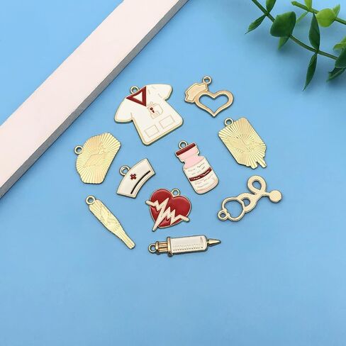 Youdiyla 60pcs Alloy enamel medical nurse series Pendant Jewelry Making DIY Keychain Earrings Pendant Various Design Charms for Jewelry Making Bracelets Necklace (SN752) in Saudi Arabia
