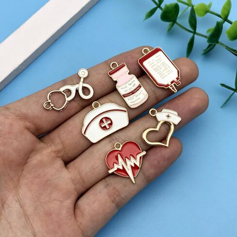Youdiyla 60pcs Alloy enamel medical nurse series Pendant Jewelry Making DIY Keychain Earrings Pendant Various Design Charms for Jewelry Making Bracelets Necklace (SN752) in Saudi Arabia