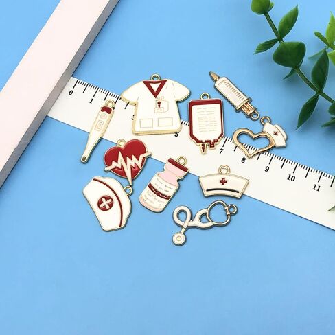 Youdiyla 60pcs Alloy enamel medical nurse series Pendant Jewelry Making DIY Keychain Earrings Pendant Various Design Charms for Jewelry Making Bracelets Necklace (SN752) in Saudi Arabia
