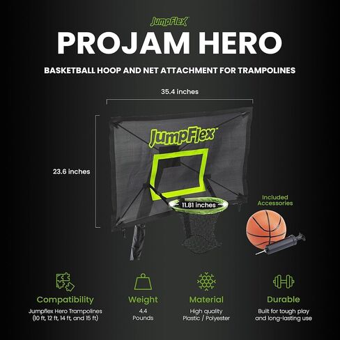 Hepflex Projam Basketball Hoop & Net ، مرفق لنموذج HeledFlex Hero Trampolines in Kuwait