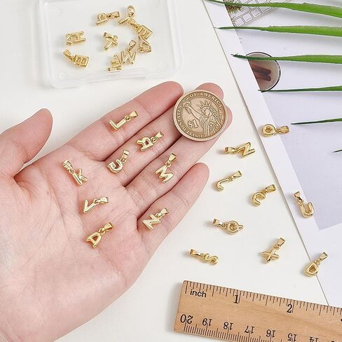 Ph Pandahall 26pcs 18k Gold Plated Letter Charms اسم سحر الفقاعة القلادة سحر الذهب السحر الأولي لجوهر صنع المجوهرات قلادة سوار DIY in Saudi Arabia