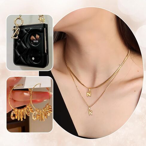 Ph Pandahall 26pcs 18k Gold Plated Letter Charms اسم سحر الفقاعة القلادة سحر الذهب السحر الأولي لجوهر صنع المجوهرات قلادة سوار DIY in Saudi Arabia
