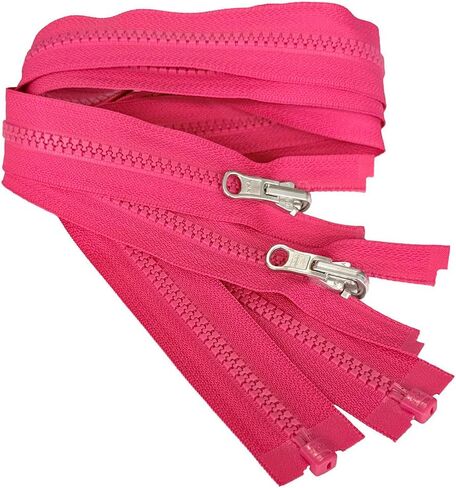 2pcs ykk #5 منزلق بلاستيكي قابل للانعكاس داخل/خارجي متوسطة الوزن سترة رياضية سحاب فصل الشفاه السحب الألمنيوم الوردي #516W - اختر طولك (أحمر الشفاه الوردي #516W ، 25 بوصة) in Saudi Arabia