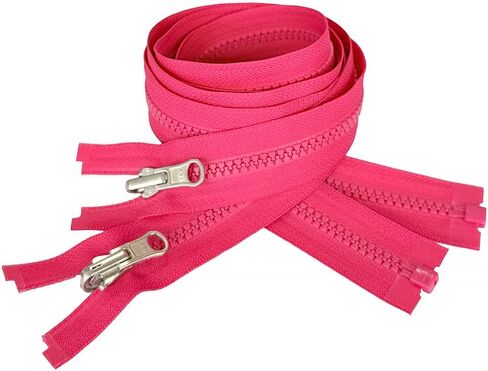 2pcs ykk #5 منزلق بلاستيكي قابل للانعكاس داخل/خارجي متوسطة الوزن سترة رياضية سحاب فصل الشفاه السحب الألمنيوم الوردي #516W - اختر طولك (أحمر الشفاه الوردي #516W ، 25 بوصة) in Saudi Arabia