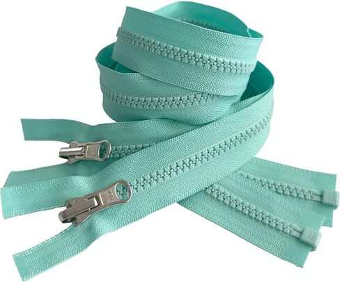 2pcs ykk #5 منزلق بلاستيكي مقولب من الداخل/الخارجي للوزن المتوسط ​​الوزن السوستة السوستة التي تفصل عن ألومنيوم السحب السحب الفيروز #533W - اختر طولك (الفيروز #533W ، 25 "بوصة) in Saudi Arabia