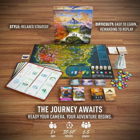 Photo Tour: North America – Family Board Game for Kids and Adults | Travel Strategy Game | Ages 8+ | Easy to Learn | 1–5 Players | Fun for Game Night & Educational Play in Saudi Arabia