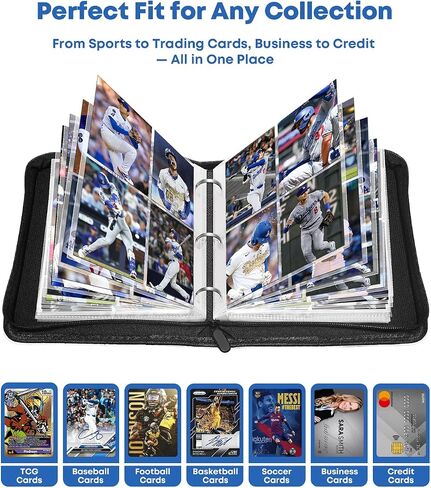 رابط بطاقة البيسبول 4 جيب ، موثق بطاقات التداول 400 جيوب لبطاقات Topps 2025 ، حامل بطاقة البيسبول الجلدي مع 50 أكمامًا قابلة للإزالة ، هدية TCG Prolders للبنين والبنات in Saudi Arabia