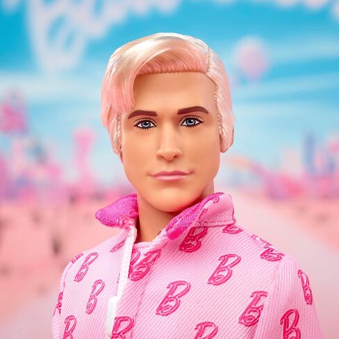 Barbie The Movie Ken Collectible Doll, Ryan Gosling as Ken Wearing Pink Jumpsuit with “B" Detail with White Sneakers and Multicolor Roller Skates in Saudi Arabia