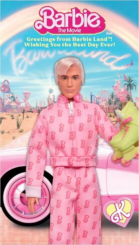 Barbie The Movie Ken Collectible Doll, Ryan Gosling as Ken Wearing Pink Jumpsuit with “B" Detail with White Sneakers and Multicolor Roller Skates in Saudi Arabia