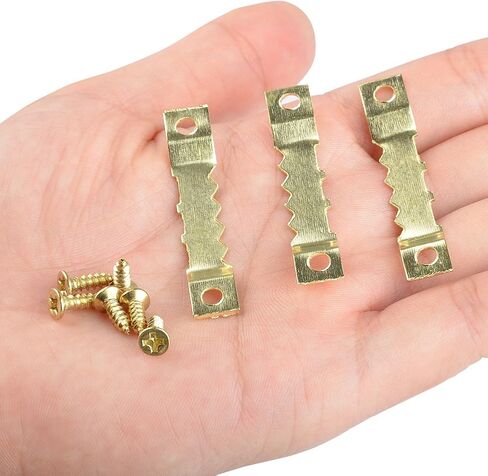 TIMESETL 100Pcs Sawtooth Picture Hangers with Screws,Double Hole Sawtooth Hangers Photo Frame Sawtooth Hanging Hooks Kit Picture Hanging Hardware for Paintings Photos Art & Home Décor (Gold) in Saudi Arabia