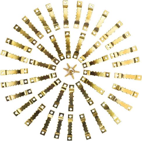 TIMESETL 100Pcs Sawtooth Picture Hangers with Screws,Double Hole Sawtooth Hangers Photo Frame Sawtooth Hanging Hooks Kit Picture Hanging Hardware for Paintings Photos Art & Home Décor (Gold) in Saudi Arabia