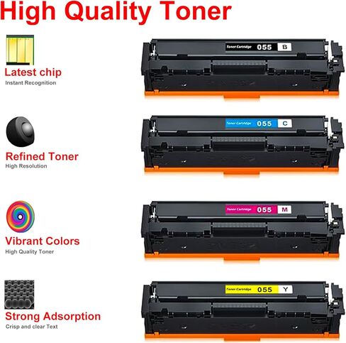 055TOTHER CARTRIDGE SET SET PRESSITION CANON 055 CRG-055 TONER CARTRIDGE متوافقة مع COLOR ImageClass MF743CDW MF741CDW LBP664CDW MF746CDW PINTER (أسود سايان ماجنتا صفراء ، 4 حماقة) in Kuwait