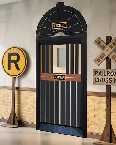 Preboun Express Train Train Station Ticket Hall Door Surtain Decore Train Train Party Party Party Party Express Trains Sign Banner School School Door Home Home Wall Xmas Backdrop Decor in Saudi Arabia