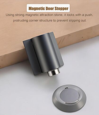 2 Packs Magnetic Doors Stoppers, Door Wedge Stopper for Bottom of Door, No Drill Invisible Doorstops for Inside Door, Heavy Duty Magnetic Doors Catch Holder to Keep Doors Open (Gray) in Saudi Arabia