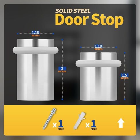 Floor Door Stopper Door Stop-Classy Solid Steel Modern Heavy Duty Door Stoppers -Floor Mount Anchor Screw-Wall Protector for Commercial Door(Golden, 2.0 Inch) in Kuwait