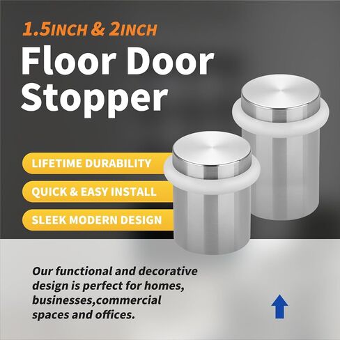 Floor Door Stopper Door Stop-Classy Solid Steel Modern Heavy Duty Door Stoppers -Floor Mount Anchor Screw-Wall Protector for Commercial Door(Golden, 2.0 Inch) in Kuwait