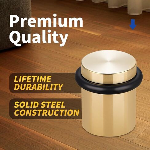Floor Door Stopper Door Stop-Classy Solid Steel Modern Heavy Duty Door Stoppers -Floor Mount Anchor Screw-Wall Protector for Commercial Door(Golden, 2.0 Inch) in Kuwait
