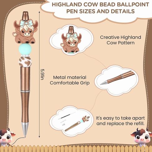 9 Pieces Lovely Highland Cow Sticky Notes,with 1 Pieces Beadable Pens,for Birthday Gift School Office Party Favors (Sticky Notes with Pen(White)) in Saudi Arabia