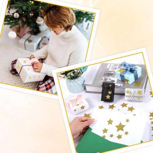 Small Stars Stickers Different Sizes, 6 Sheets Small Five Star Reward Stickers Glitter Gold Star Stickers Self Adhesive Stars Labels Mini Yellow Face Sticker for Crafts Scrapbook Christmas Decorations in Saudi Arabia