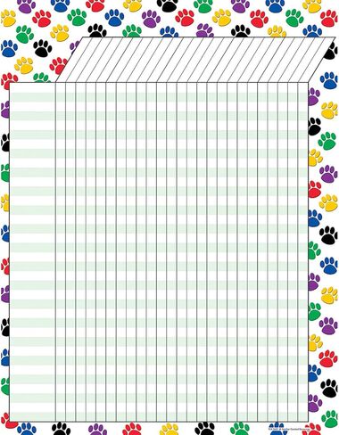 Teacher Created Resources Colorful Paw Prints Incentive Chart, 17-inch x 22-inch (TCR7622) in Saudi Arabia