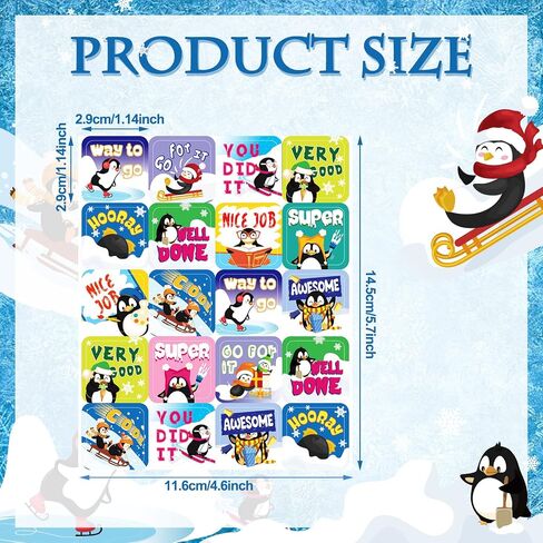 ea aceate 500 pcs penguin ملصقات تحفيزية للأطفال لطيف شتاء البطريق المقاوم للماء ملونة الرسوم المتحركة ملصقات مكافأة المعلم الملهمة للطلاب اختبارات الواجبات المنزلية in Kuwait