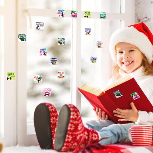ea aceate 500 pcs penguin ملصقات تحفيزية للأطفال لطيف شتاء البطريق المقاوم للماء ملونة الرسوم المتحركة ملصقات مكافأة المعلم الملهمة للطلاب اختبارات الواجبات المنزلية in Kuwait