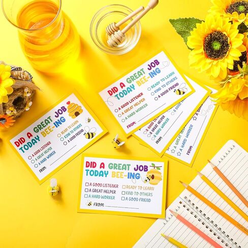 Epakh 60 Pcs Cute Bee Classroom Incentive Cards Set Bee Teacher Mail Cards Hives Postcards Teacher Notes to Parents Motivational Good Behavior Notes for Back to School Spring Activities in Saudi Arabia
