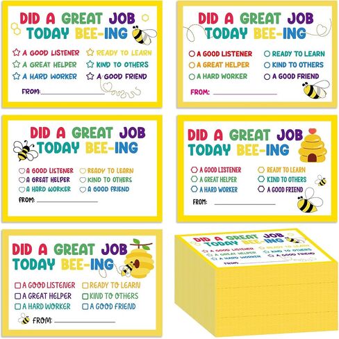 Epakh 60 Pcs Cute Bee Classroom Incentive Cards Set Bee Teacher Mail Cards Hives Postcards Teacher Notes to Parents Motivational Good Behavior Notes for Back to School Spring Activities in Saudi Arabia