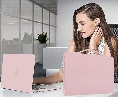 MOSISO Compatible with MacBook Air 13 inch Case 2025-2022 M4 A3240 M3 A3113 M2 A2681, Hard Case&Sleeve Bag&Keyboard Skin&Webcam Cover&Screen Film&Rectangle Quilted Bag with Pendant, Baby Pink&Sand in Saudi Arabia