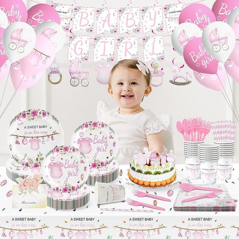 Baby Shower Party Plates and Cups and Napkins Sets, Baby Shower Decorations Boy, 50-Pack Blue & Greenery Design for Boys, 7-Piece Essentials Bundle DisposableTableware Set in Saudi Arabia
