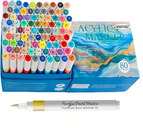 12 ألوان علامات الطلاء الاكريليك نصيحة فرشاة للسيراميك الصخور الخشبية ، أقلام فنون لعيد الميلاد عيد ميلاد حفلة داي الرسم علامات التلوين in Kuwait