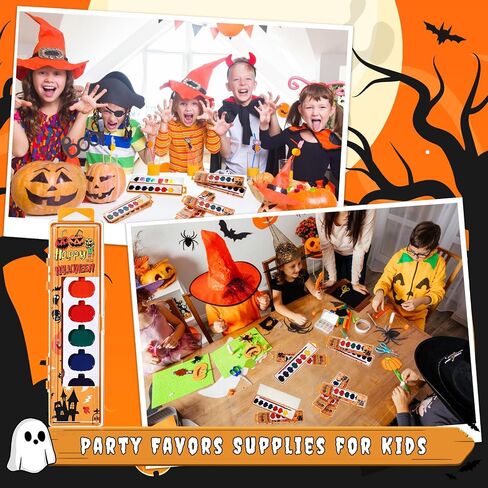 12 Pack Halloween Pumpkin Watercolor Paint Set for Kids 8 Washable Colors with Brushes Water Color Painting Kit for Halloween Painting Kit Gift Party Supplies in Saudi Arabia