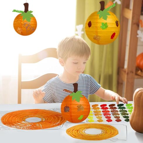 Cinrobiye 9 Set Fall Pumpkins Painting Crafts Kit,Paper Lanterns DIY Craft Fall Painting Kits Bulk Harvest Party Decorations for Autumn Halloween Thanksgiving Party Favors Classroom Activity Decor in Saudi Arabia