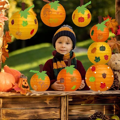 Cinrobiye 9 Set Fall Pumpkins Painting Crafts Kit,Paper Lanterns DIY Craft Fall Painting Kits Bulk Harvest Party Decorations for Autumn Halloween Thanksgiving Party Favors Classroom Activity Decor in Saudi Arabia
