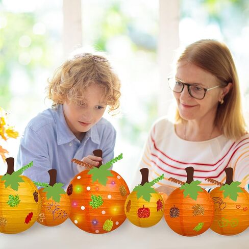 Cinrobiye 9 Set Fall Pumpkins Painting Crafts Kit,Paper Lanterns DIY Craft Fall Painting Kits Bulk Harvest Party Decorations for Autumn Halloween Thanksgiving Party Favors Classroom Activity Decor in Saudi Arabia